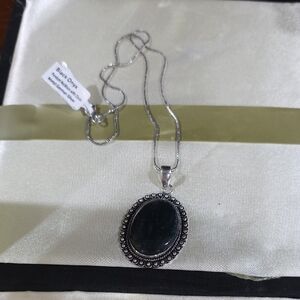 Sophisticated Silver Necklace with Black Onyx Pendant